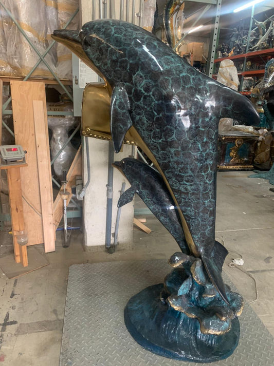 Two dolphins Mailbox Bronze Statue -  Size: 40"L x 33"W x 67"H.