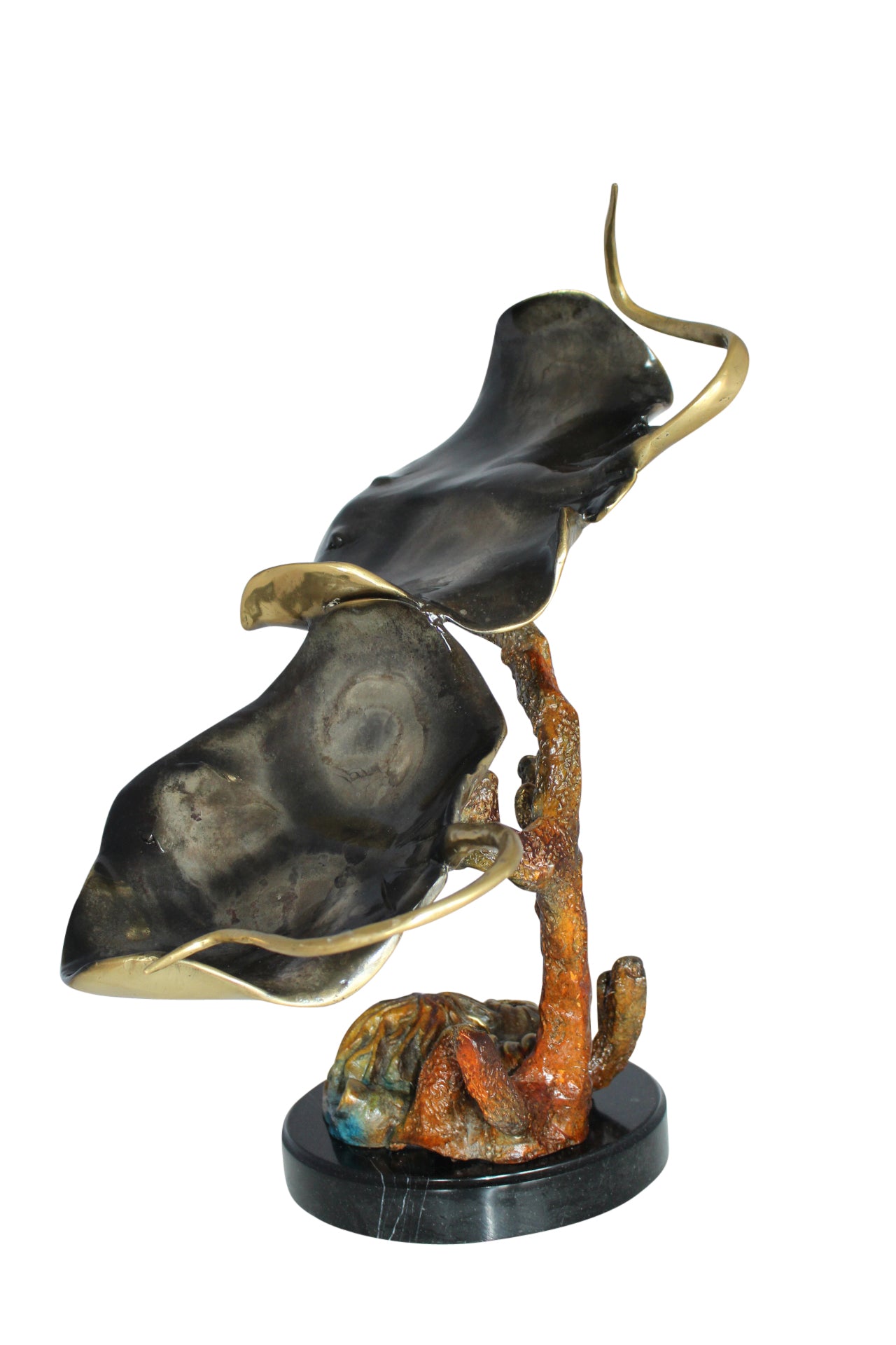  Two Manta Ray Raging Bronze Statue -  Size: 17"L x 12"W x 22"H. 
