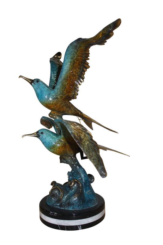 Two Seagull flying  - Bronze Statue -  Size: 36"L x 17"W x 27"H. 