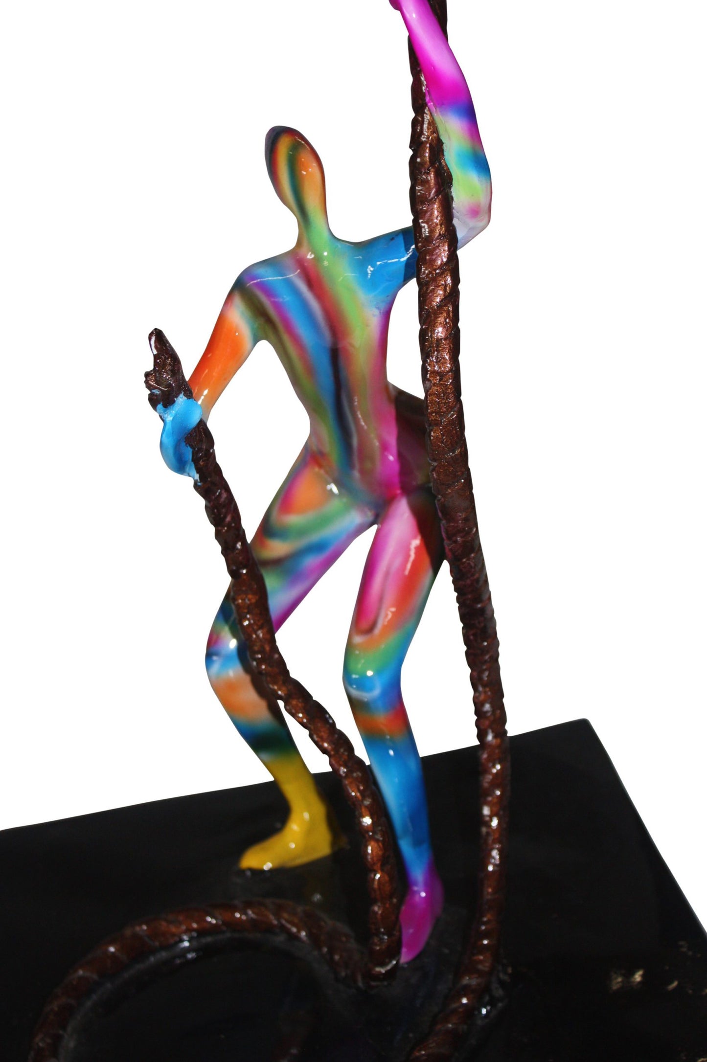 Two boys made of Bronze climbing on rope -  Size: 14"L x 14"W x 39"H. 