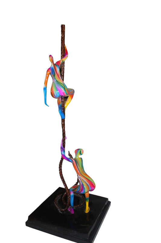 Two boys made of Bronze climbing on rope -  Size: 14"L x 14"W x 39"H. 