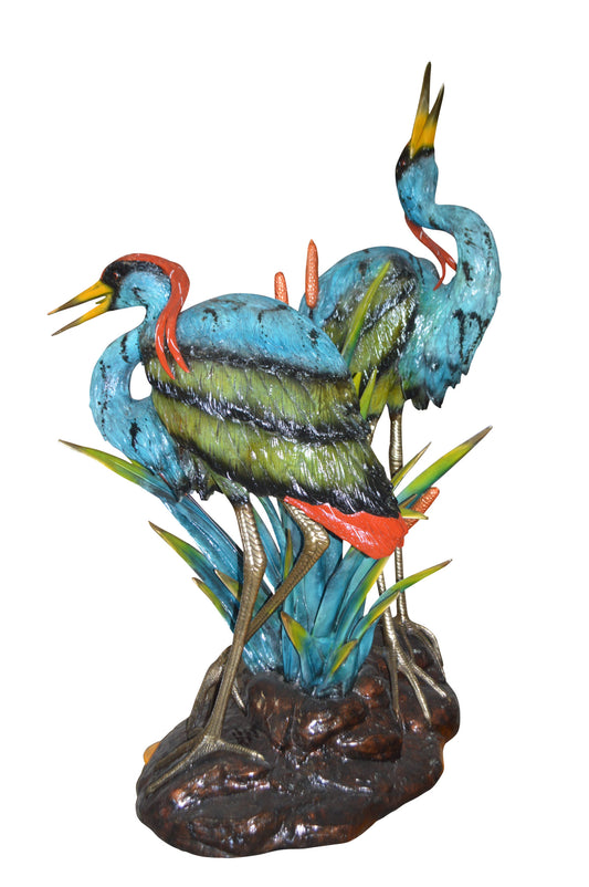 Two colored Herons fountain -  Size: 53"L x 40"W x 88"H.