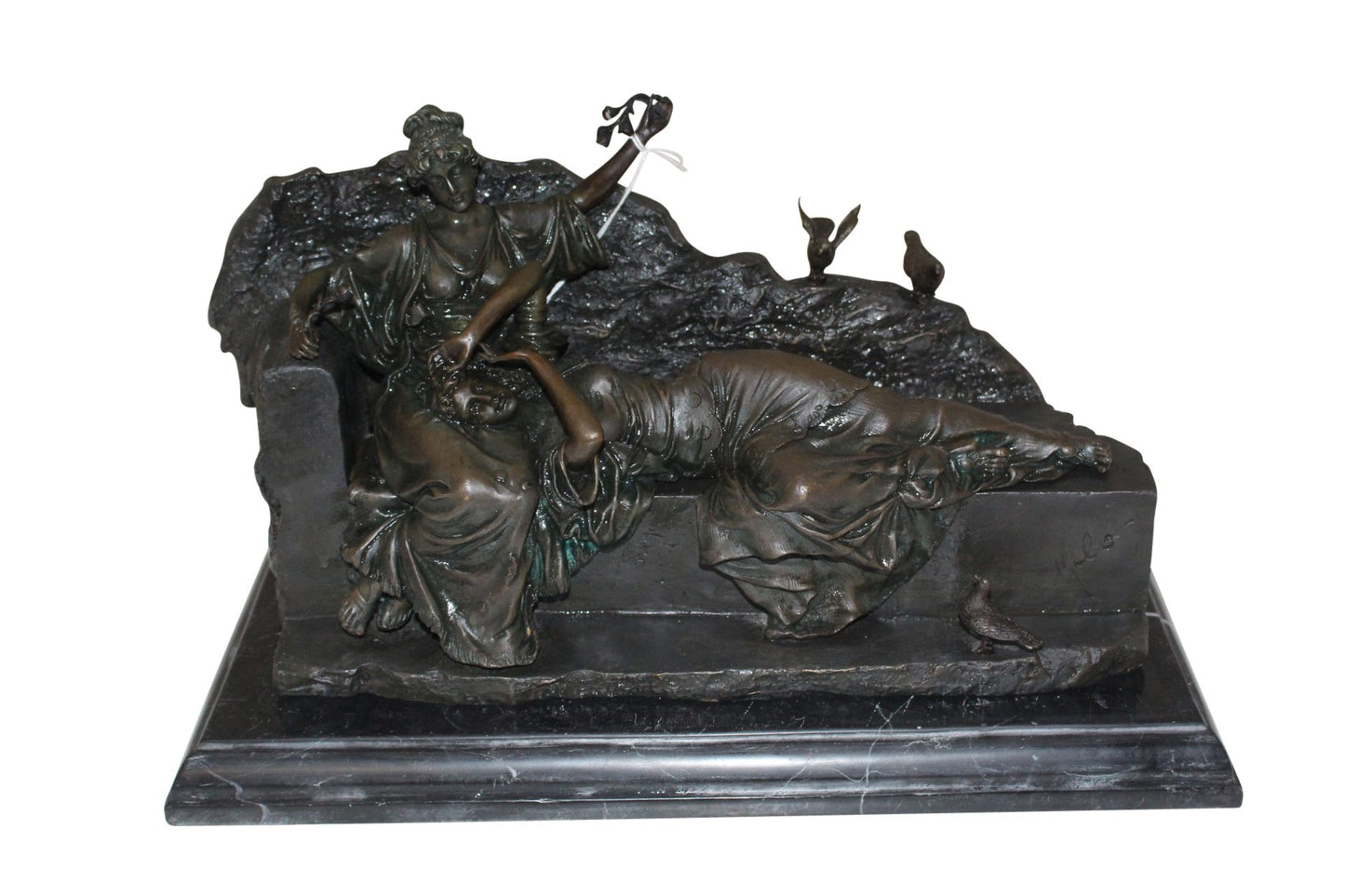 Two ladies Bronze Statue -  Size: 14.5"L x 7"W x 9"H. 