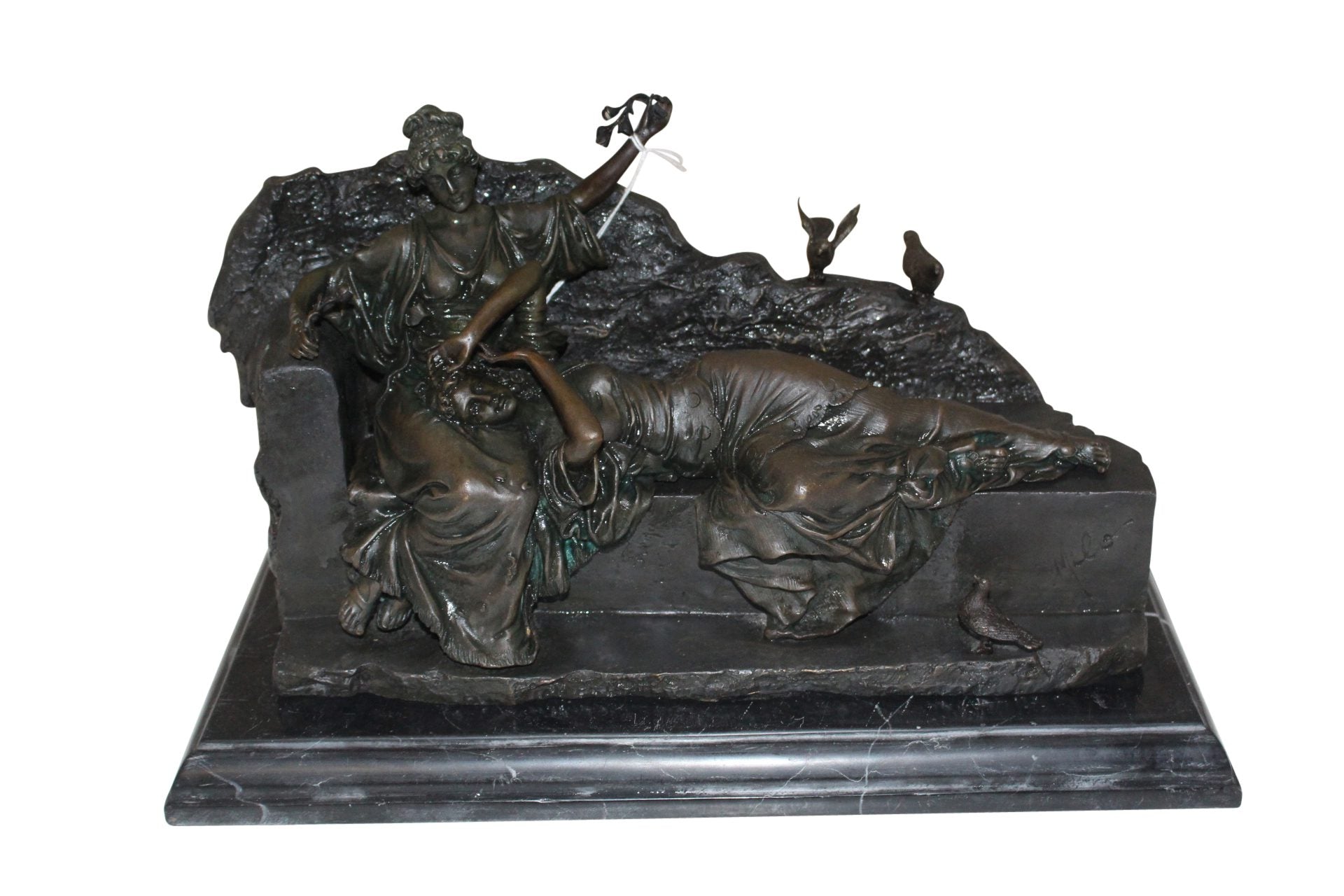 Two ladies Bronze Statue -  Size: 14.5"L x 7"W x 9"H. 