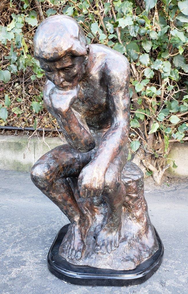 The Thinker Bronze Statue Rodin Replica -  Size: 16"L x 12"W x 24"H.