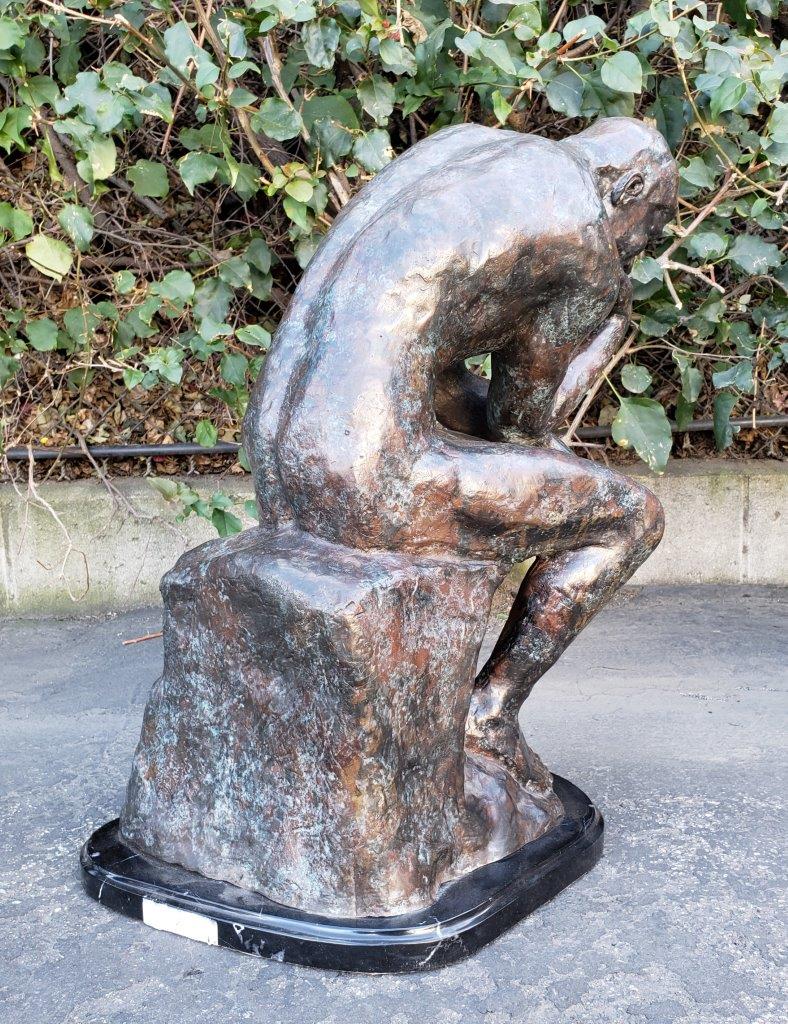 The Thinker Bronze Statue Rodin Replica -  Size: 16"L x 12"W x 24"H.