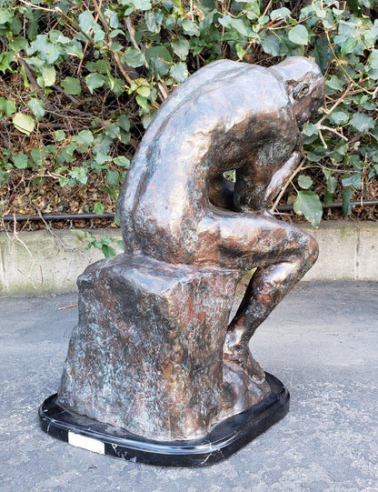 The Thinker Bronze Statue Rodin Replica -  Size: 16"L x 12"W x 24"H.