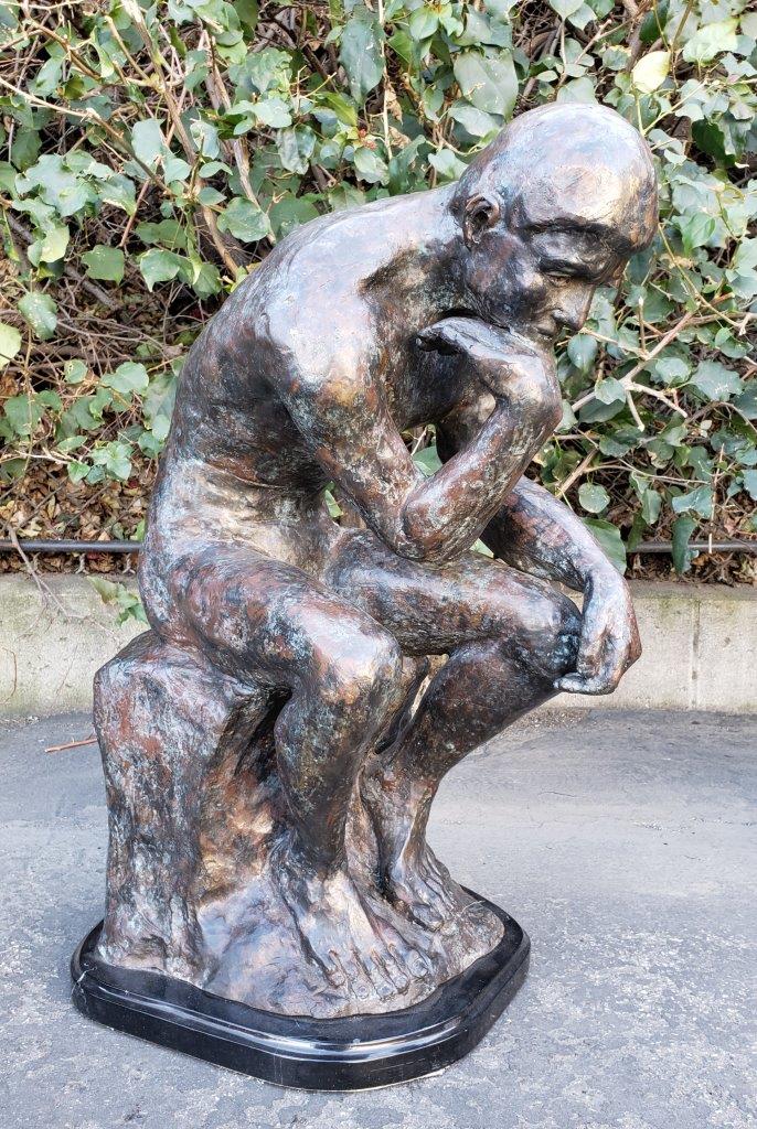 The Thinker Bronze Statue Rodin Replica -  Size: 16"L x 12"W x 24"H.