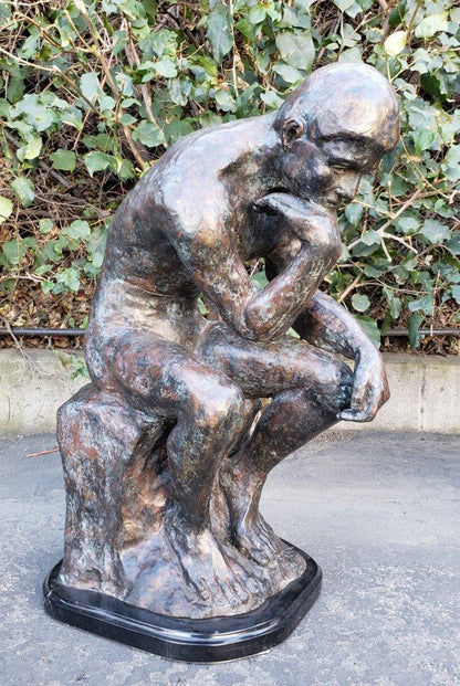 The Thinker Bronze Statue Rodin Replica -  Size: 16"L x 12"W x 24"H.