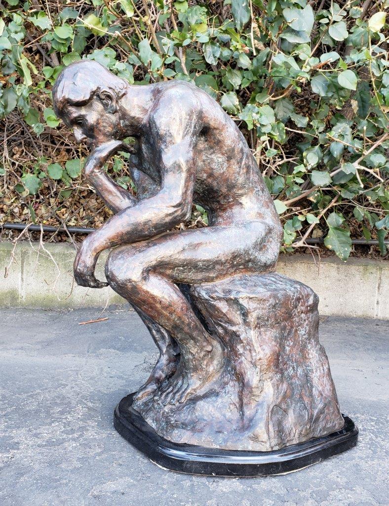 The Thinker Bronze Statue Rodin Replica -  Size: 16"L x 12"W x 24"H.