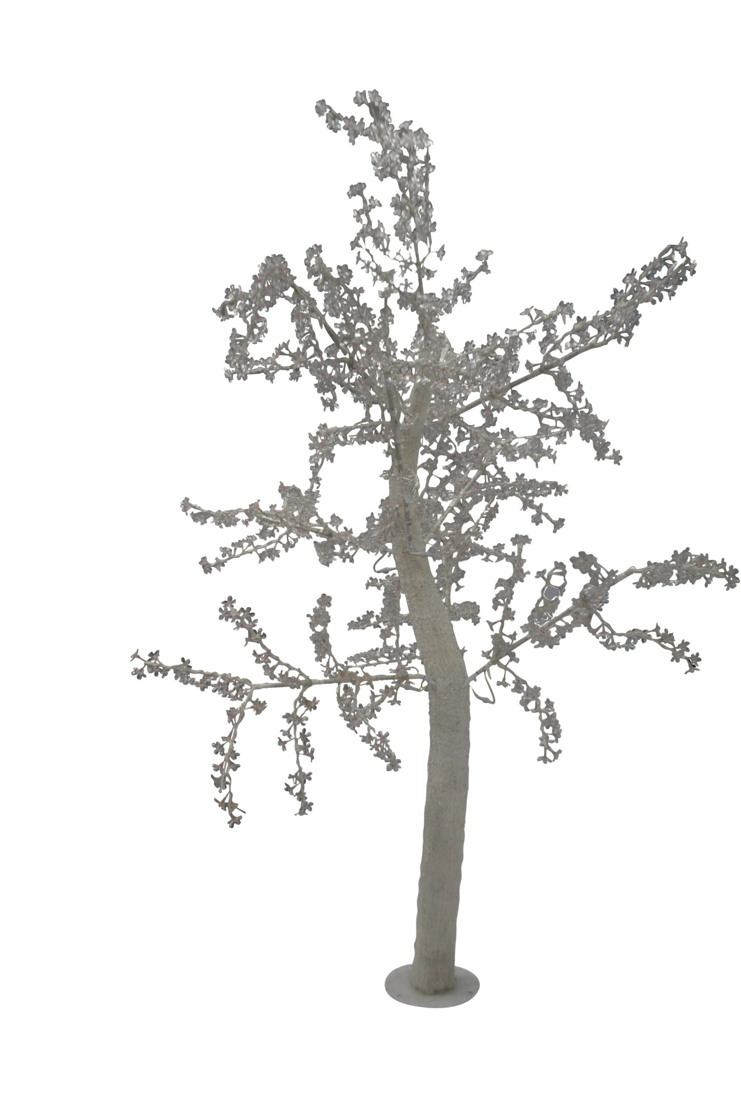White Tree With Red LED Lights -  Size: 70"L x 65"W x 120"H.