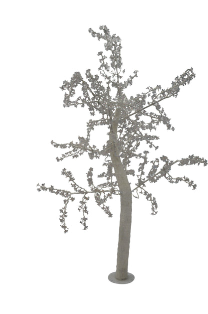 White Tree With Red LED Lights -  Size: 70"L x 65"W x 120"H.