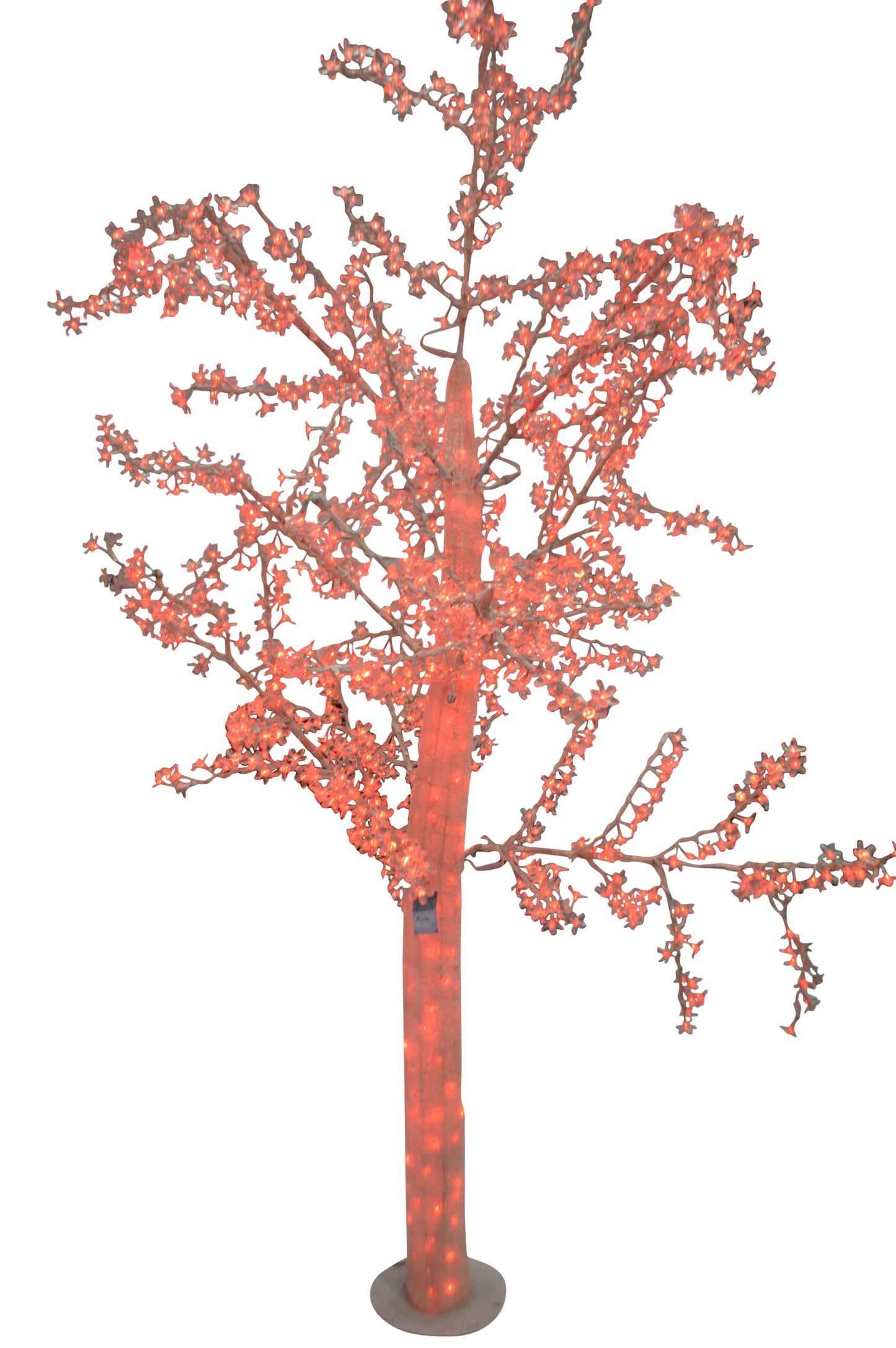 White Tree With Red LED Lights -  Size: 70"L x 65"W x 120"H.