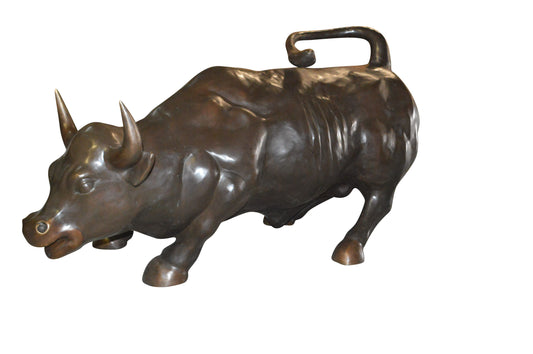 Wall Street Bull - Giant Bronze Statue  -  Size: 30"L x 82"W x 47"H. 
