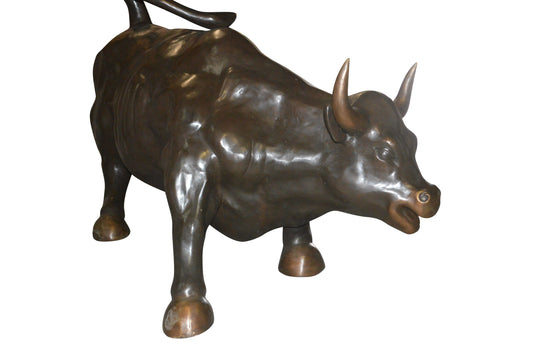 Wall Street Bull - Giant Bronze Statue  -  Size: 30"L x 82"W x 47"H. 