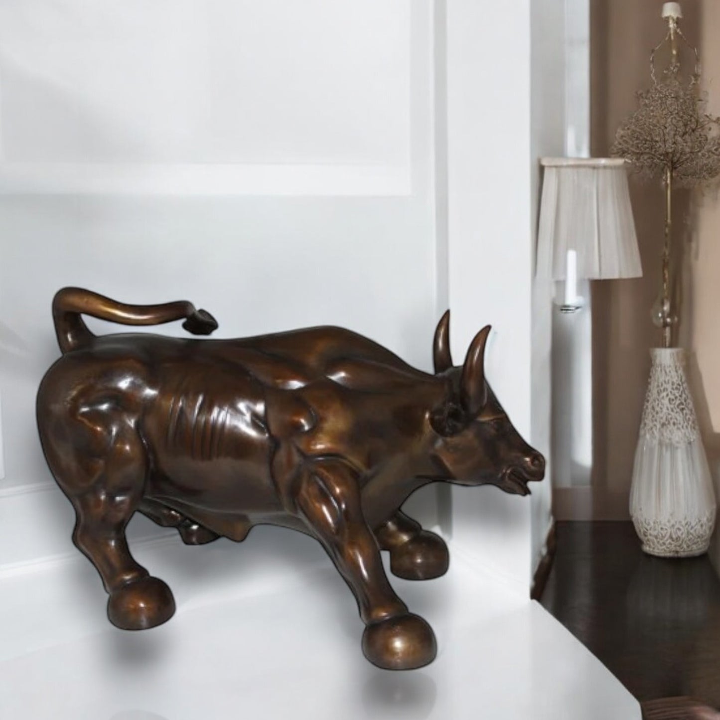 Wall street Bull -large Bronze Statue -  Size: 28"L x 16"W x 22"H.