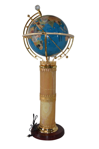 Illuminated Sky Blue - World Globe Rotated by a Motor - Size: 19"L x 19"W x 42"H