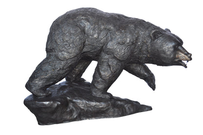Wild Bear Walking on The Rocks Bronze Statue -  Size: 58"L x 27"W x 40"H.