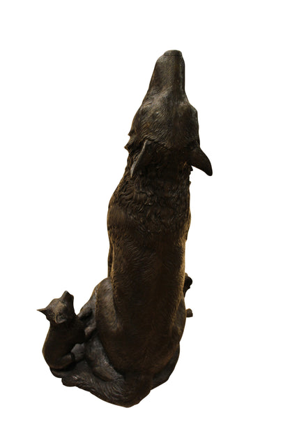 Wolf and Cubs Bronze Statue -  Size: 24"L x 17"W x 48"H. 