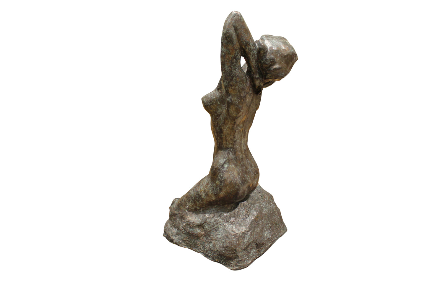 Woman Posing Naked Rodin Bronze Statue replica -  Size: 14"L x 13"W x 27"H. 