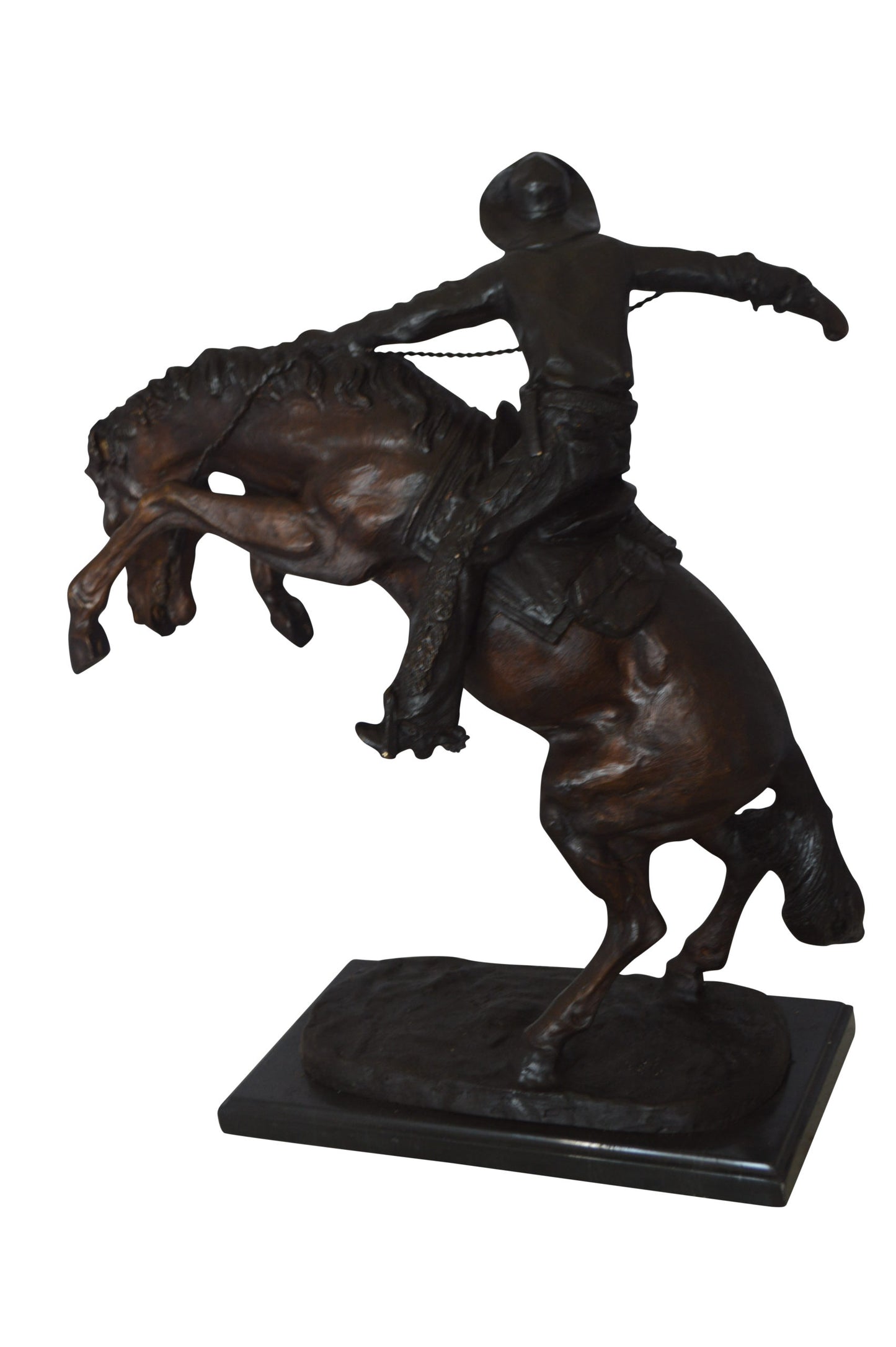 Wooly Chaps Bronze Statue by Remington -  Size: 19"L x 11"W x 23"H. 