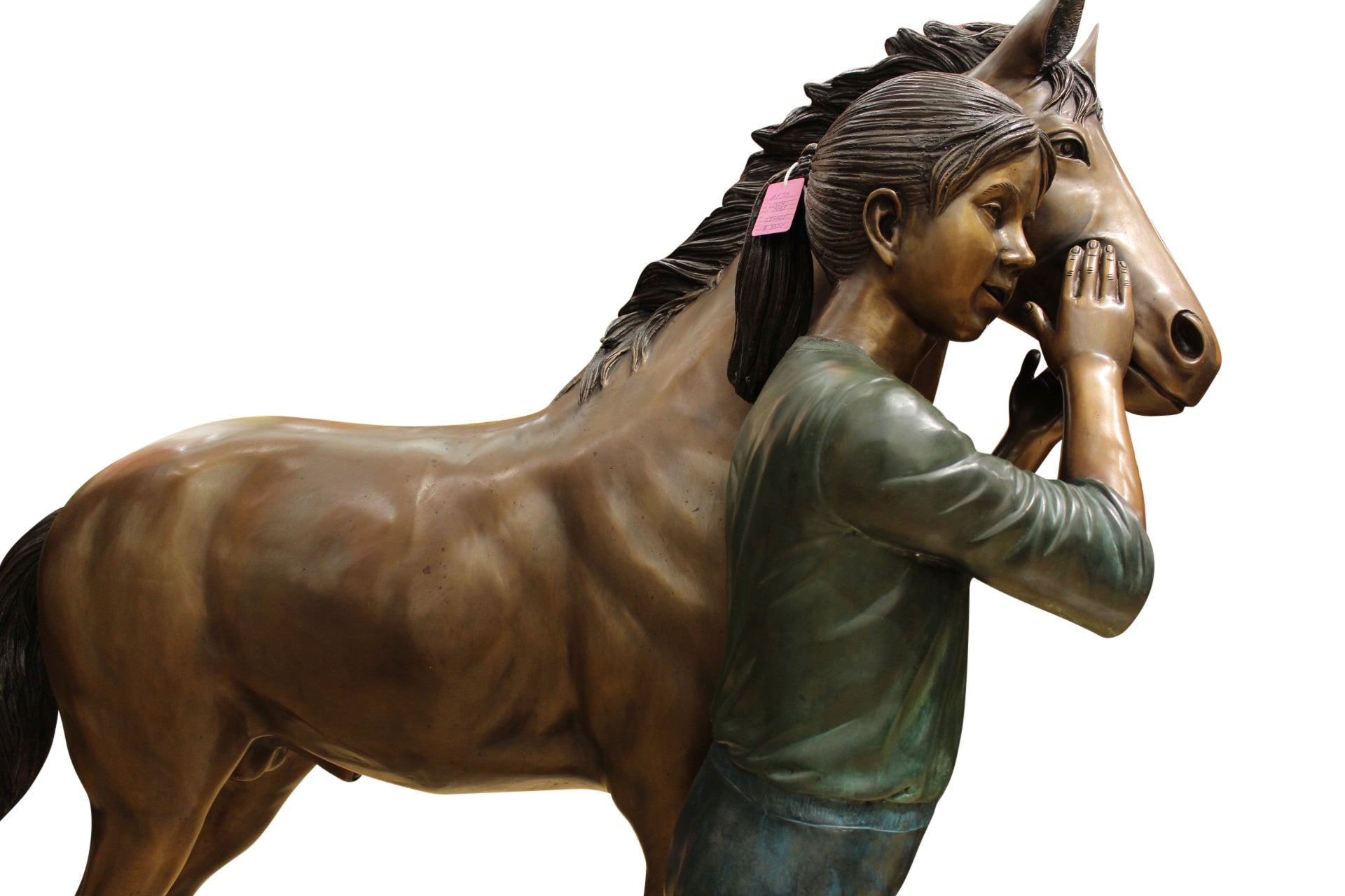 Young Girl and her pony Bronze Statue -  Size: 48"L x 20"W x 48"H. 