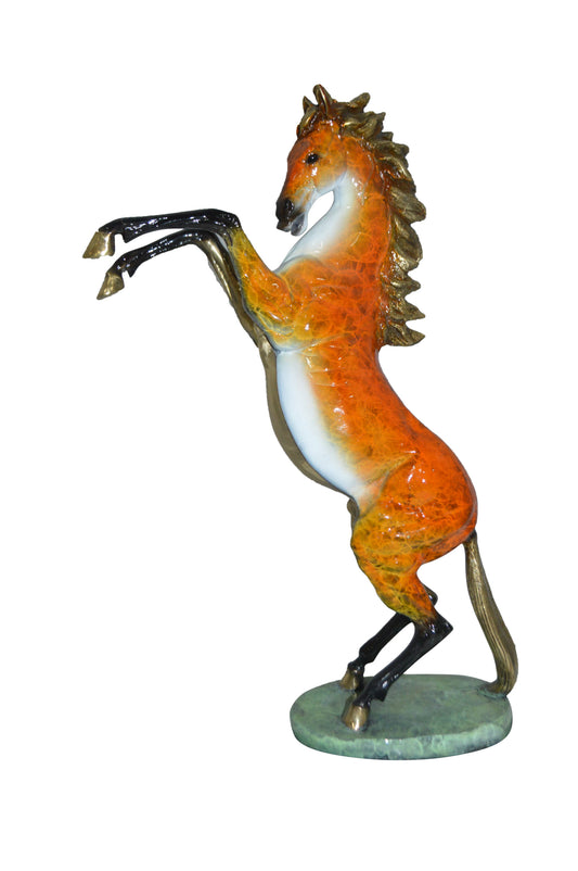 Horse on a Marble Base Bronze Statue - Size: 20"L x 8"W x 27"H.