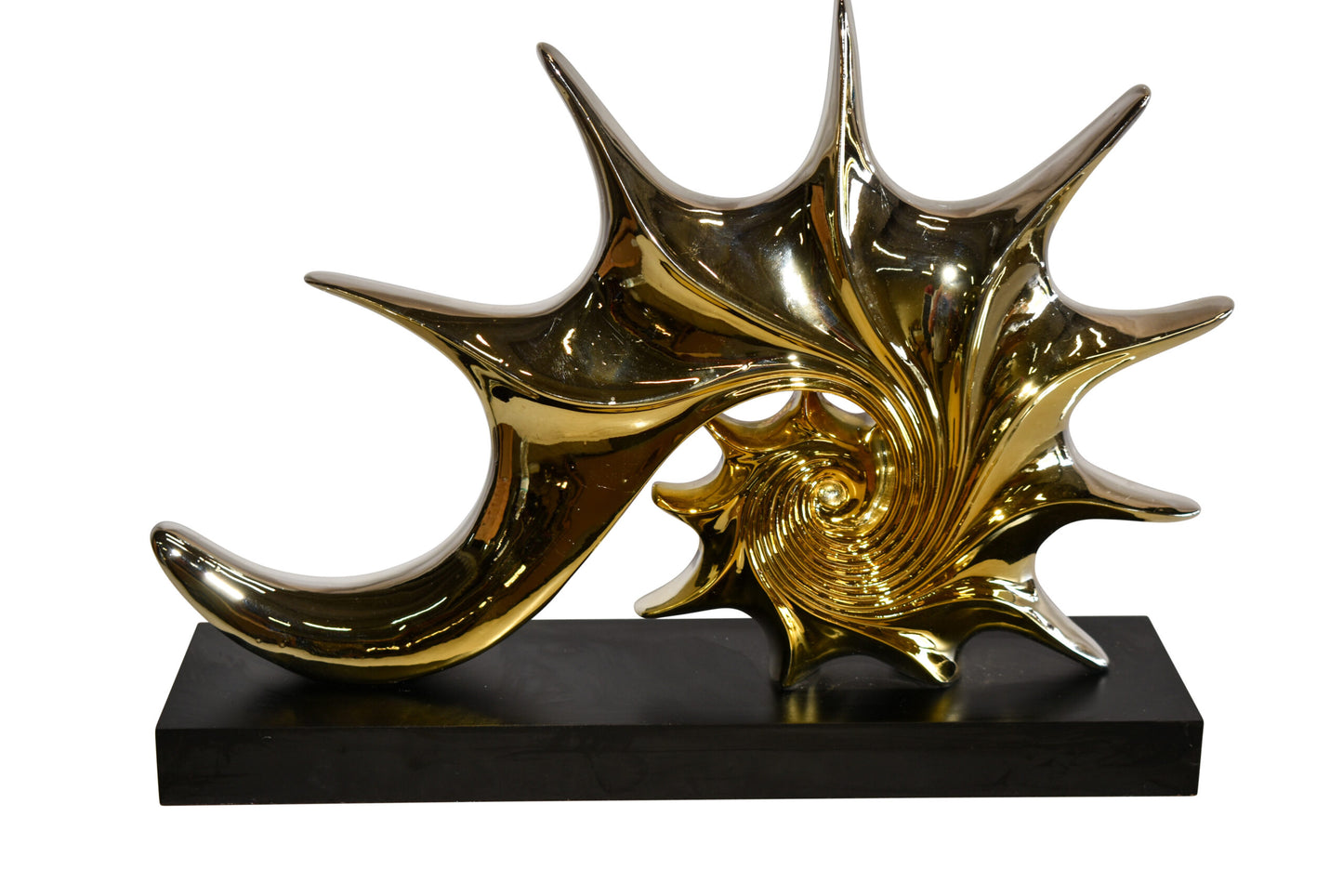 Gold Sea Urchin Resin Statue on Black Base 12" x 3" x 10"H