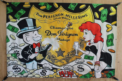 Monopoly Man Dom Perignon ChampagneUnframed Giant Canvas 49 x 70