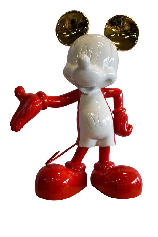 Red and White Giant Mickey Mouse Resin Statue 31" x 15" x 48"H