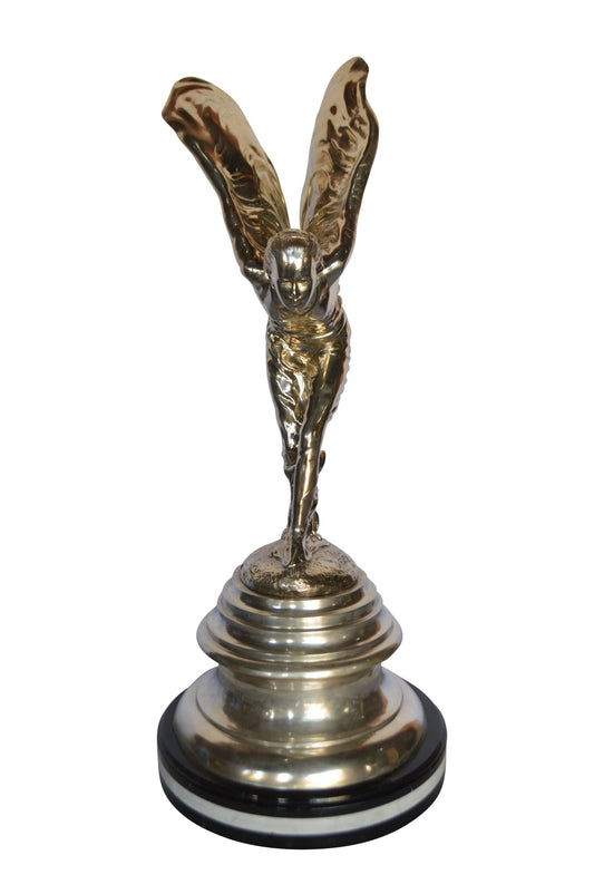 Spirit Of Ecstasy Rolls Royce Silver Bronze Statue -  Size: 14"L x 14"W x 32"H.