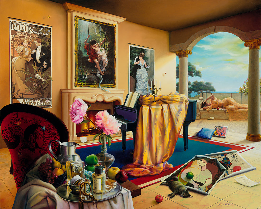 Orlando Quevedo Small Agua De Amor on Unstarched Canvas - Size: 20"L x 16"W