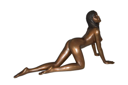 Nude Crawling Women Erotic Bronze Statue Art Nude- Size: 24"L x 10"W x 11"H.
