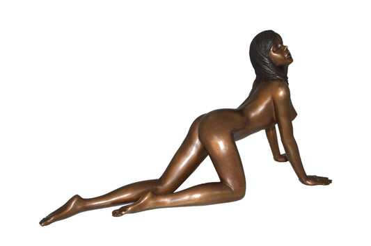 Nude Crawling Women Erotic Bronze Statue Art Nude- Size: 24"L x 10"W x 11"H.