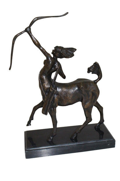 horse woman shooting an arrow Bronze Statue -  Size: 14"L x 6"W x 20"H. 