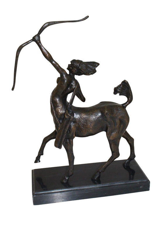 horse woman shooting an arrow Bronze Statue -  Size: 14"L x 6"W x 20"H. 