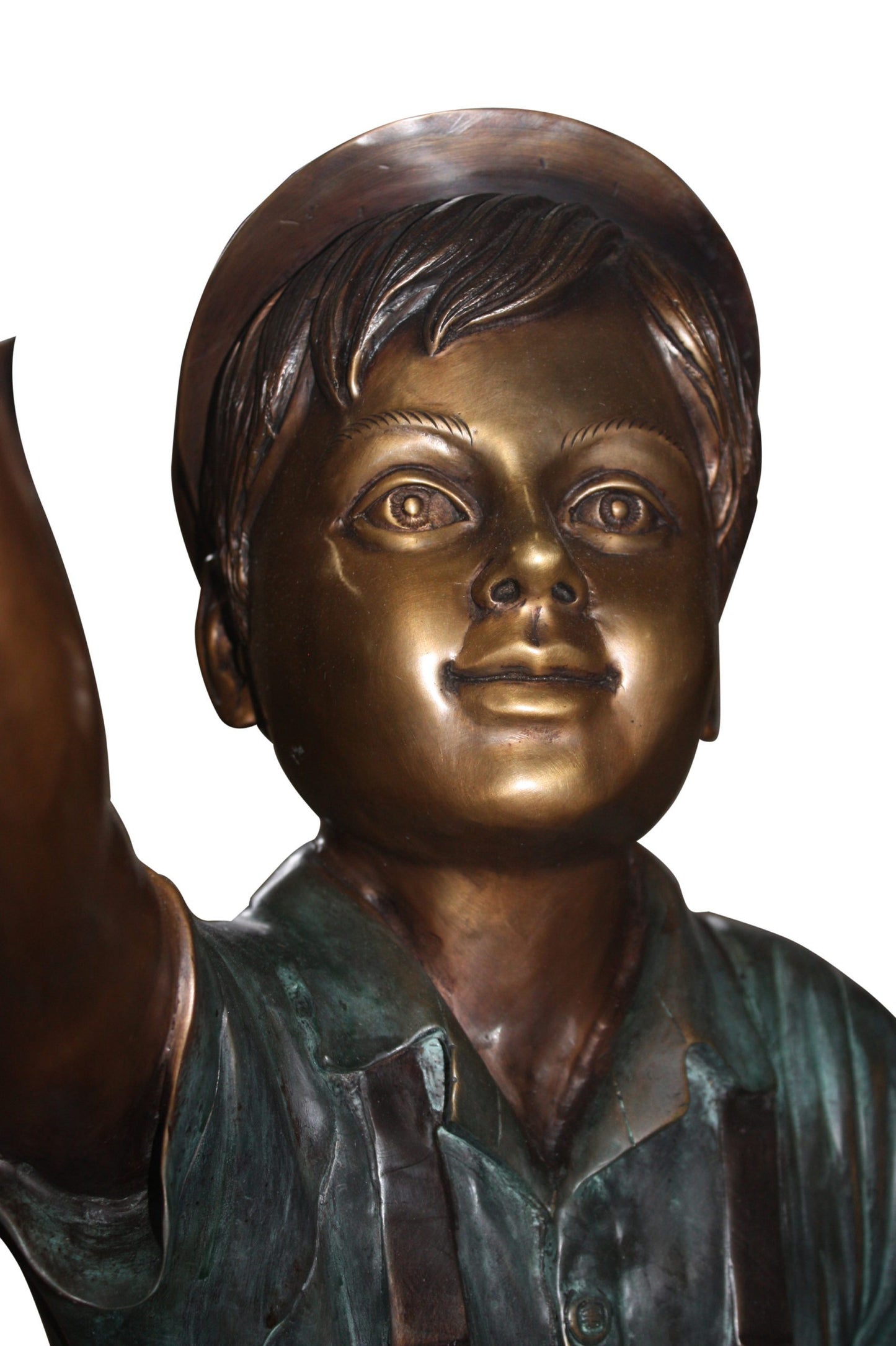 Standing mailbox W boy dog and cat - Bronze Statue -  Size: 22"L x 18"W x 50"H. 