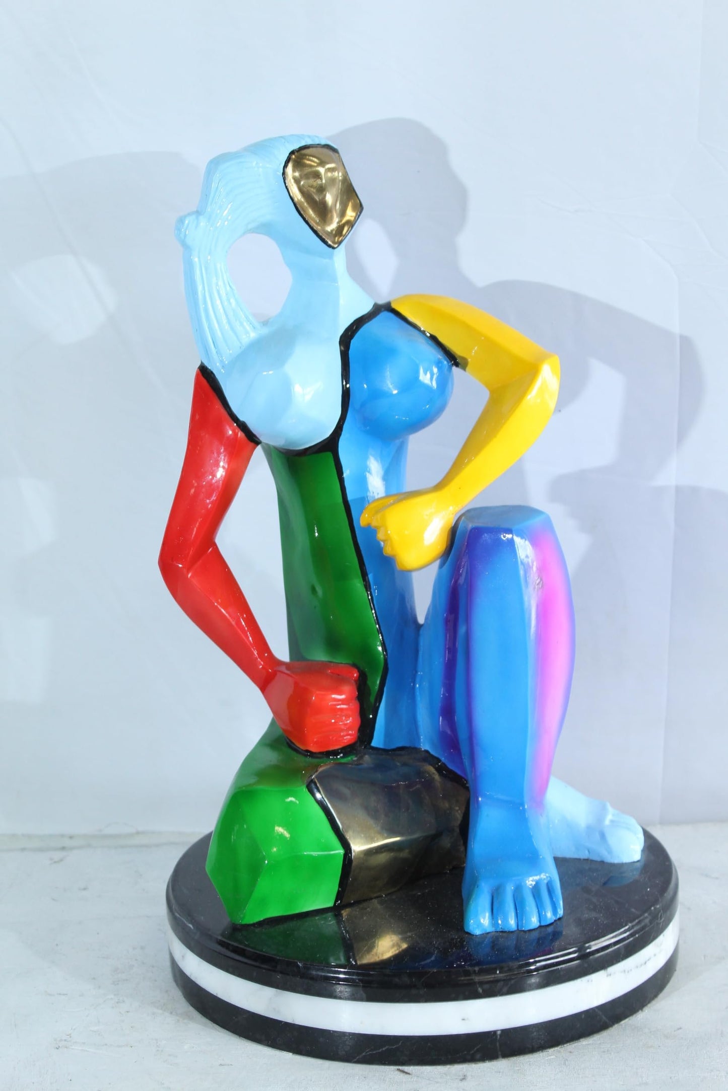 NIFAO Picasso Style Bronze Woman Statue Colorful Abstract Modern Art 14" x 14" x 23"H