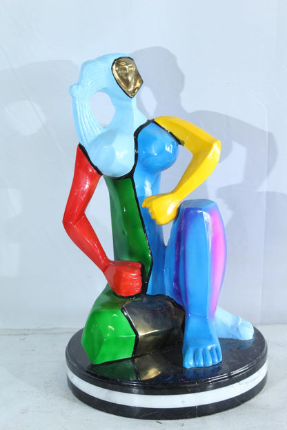 NIFAO Picasso Style Bronze Woman Statue Colorful Abstract Modern Art 14" x 14" x 23"H