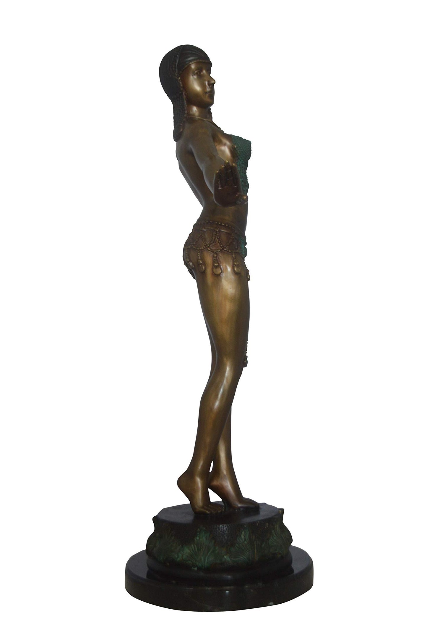 Belly Dancer Performing Bronze Statue -  Size: 32"L x 8"W x 41"H.
