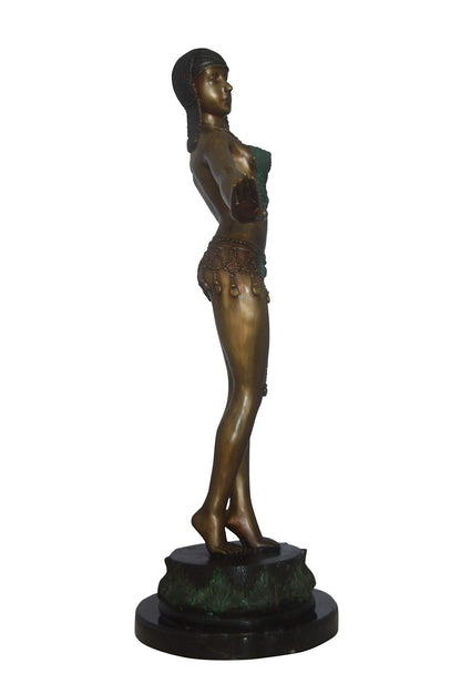 Belly Dancer Performing Bronze Statue -  Size: 32"L x 8"W x 41"H.
