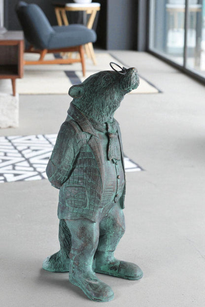 NIFAO Resin Statue Mole with Glasses Bronze Green Patina Finish 9" x 11" x 26"H