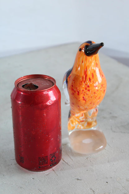 NIFAO Glass Kingfisher Bird Figurine Hand Blown Art Decor 4" x 3" x 7"H