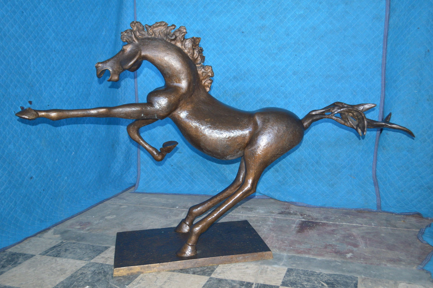 Original 2 of 9 Horse Statue by Attilio de Luca -  Size: 68"L x 19"W x 58"H