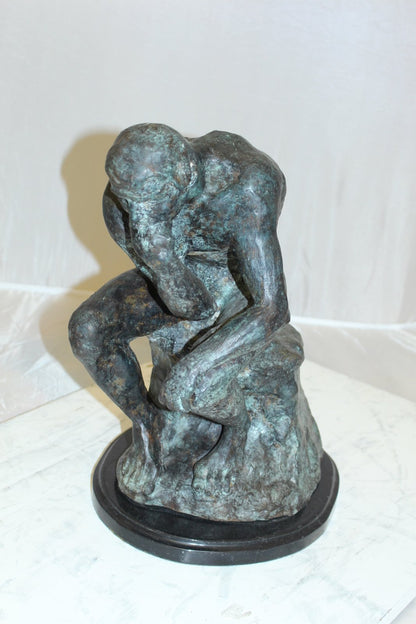 The Thinker Bronze Statue -  Size: 10"L x 12"W x 17"H.