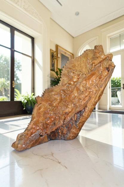 Wood Carved Horses CC8 -  Size: 60"L x 18"W x 38"H