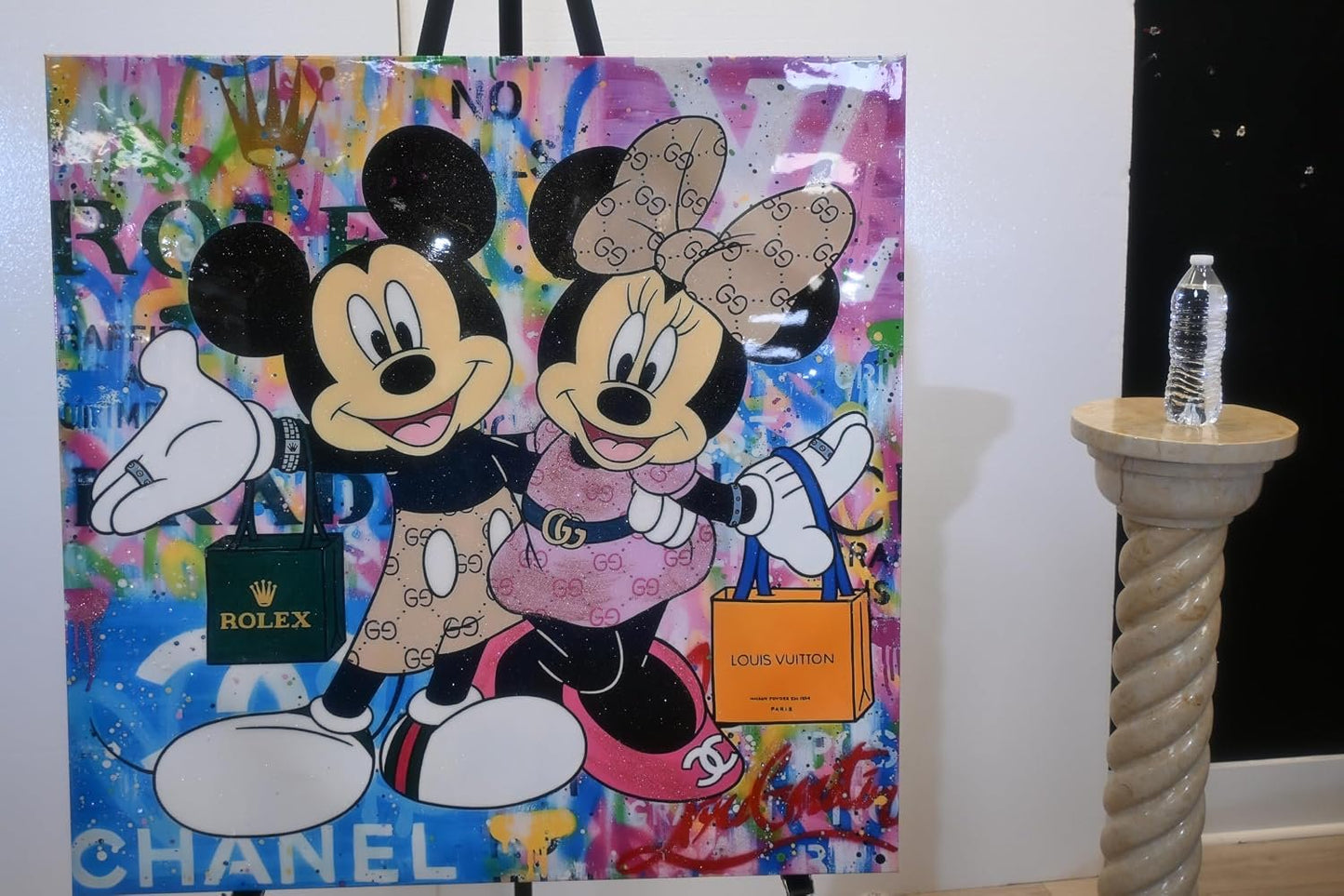 Fashionista Mice Shopping Pop Art Resin Canvas 38"x38"