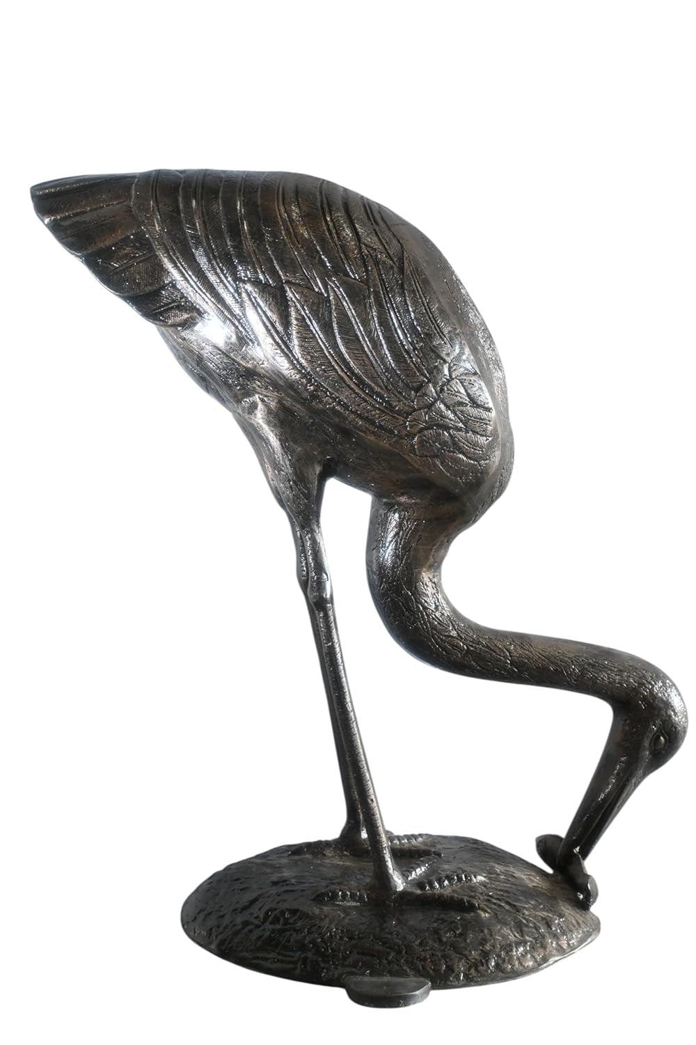 Aluminum Fishing Heron Sculpture Dark Bronze Patina Bird 34"x24"x40"H