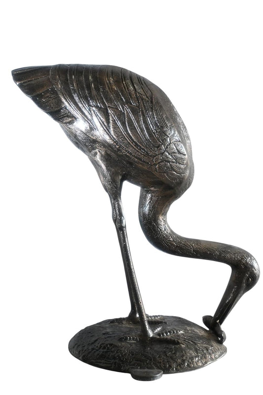 Aluminum Fishing Heron Sculpture Dark Bronze Patina Bird 34"x24"x40"H