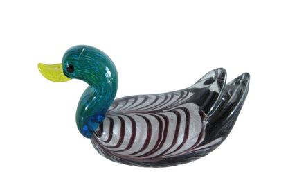 NIFAO Glass Duck Figurine Hand Blown Art Glass Tabletop Decor 6" x 3" x 3"H